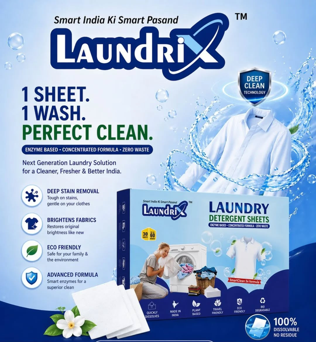 Laundrix Eco-Friendly Laundry Detergent Sheets